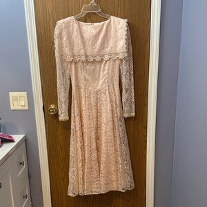 Vintage Jessica McClintock Gunne Sax Midi Dress in Blush Pink